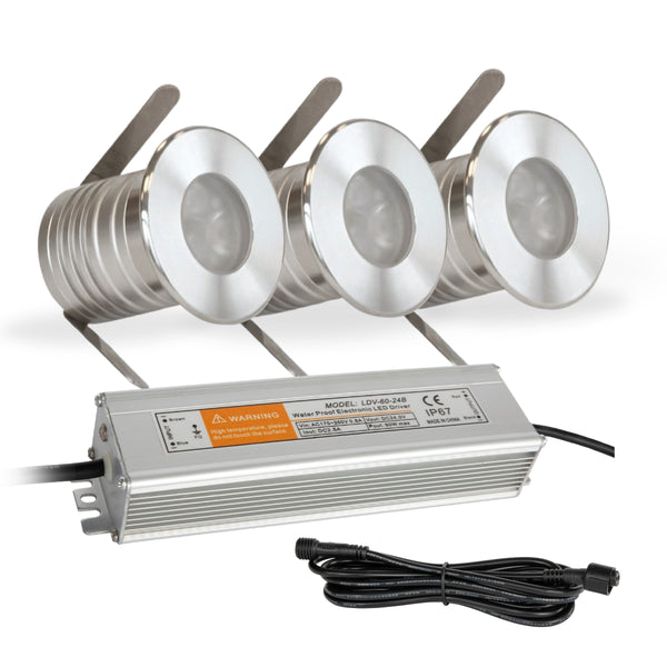 Tyra grondspots, set van 3, schuinaanzicht